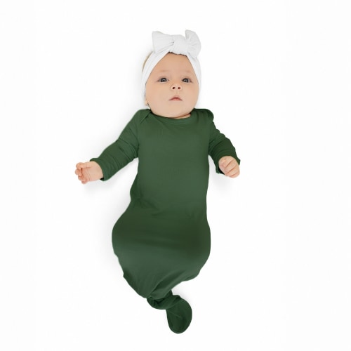 Bumbunny Baby | Knotted Gown in Olive Green