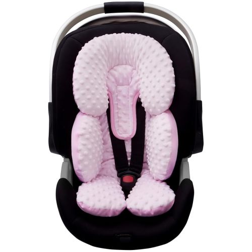 Pro Goleem Infant Car Seat Head Neck Body Support, Ultra-Soft Minky and Microfiber Newborn Car Seat Insert, Perfect for Car Seat, Stroller, 2-in-1 Reversible, Girls, Pink