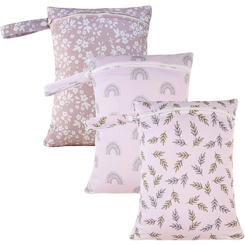 Happy Flute 3 Set Wet Bag Storage Bag Waterproof Washable Travel Bags, Beach, Pool, Gym Bag for Swimsuits & Wet Clothes for Baby(Leaf)