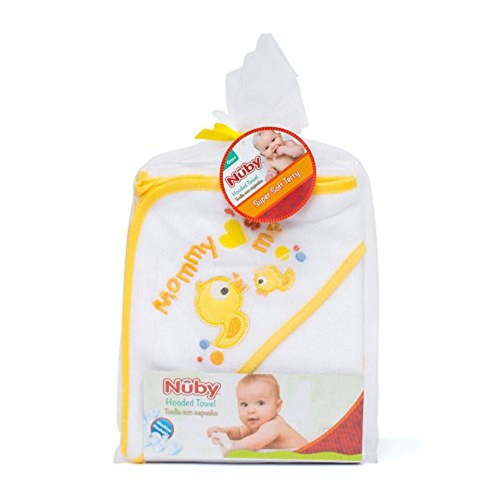 Nuby Baby Boy's Or Girl's Mommy Loves Me Duck Hooded Terry Bath Towel