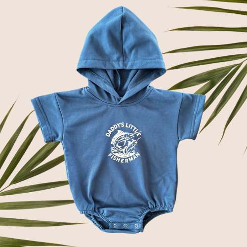 Daddy's Fisherman Blue hooded onesie