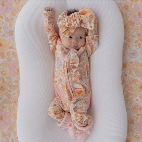 Frill Zip Romper | Pastel Bloom – Little and Fern