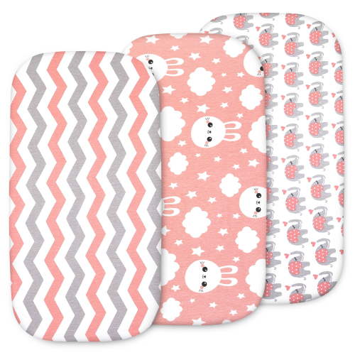 Bublo Baby Bassinet Sheet Set for Boy and Girl, 3 Pack, Universal Fitted for Oval, Hourglass & Rectangle Bassinet Mattress, Fitted Sheets Size 32 x 16 x 4 Inches