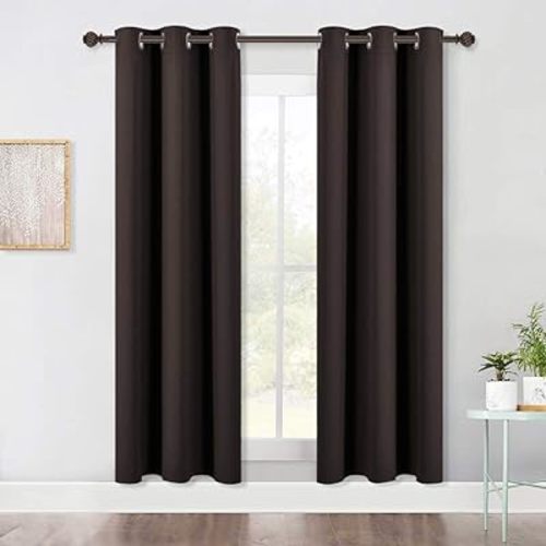NICETOWN Blackout Curtain Panels for Kids Room, Energy Smart Thermal Insulated Solid Grommet Top Blackout Draperies/Drapes (2 Panels, 42-Inch x 72-Inch, Toffee Brown)