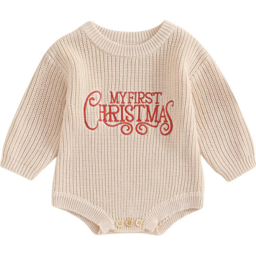 Adobabirl Baby Girl Boy Knitted Sweater Bubble Romper Long Sleeve Jumpsuit Festival Outfit Fall Winter Spring Clothes