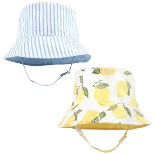 Hudson Baby Infant Girl Sun Protection Hat, Lemon Stripe, 12-24 Months