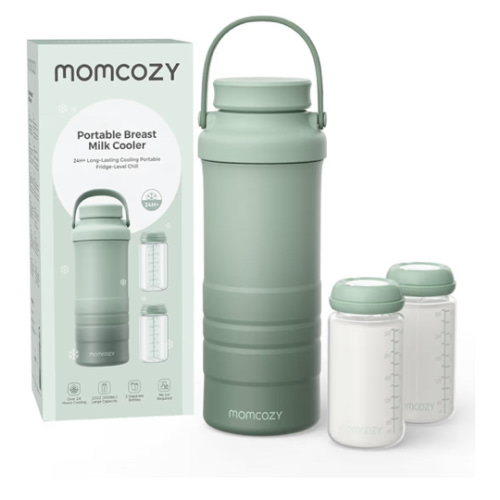 Amazon.com : Momcozy 22oz Portable Breast Milk Cooler for Outdoor, Life Saver with 360° Total Cooling for 24 Hours, Larger Capacity Travel Breastmilk Chiller with 2pcs Baby Bottles for Breastmilk Storage, Green : Baby