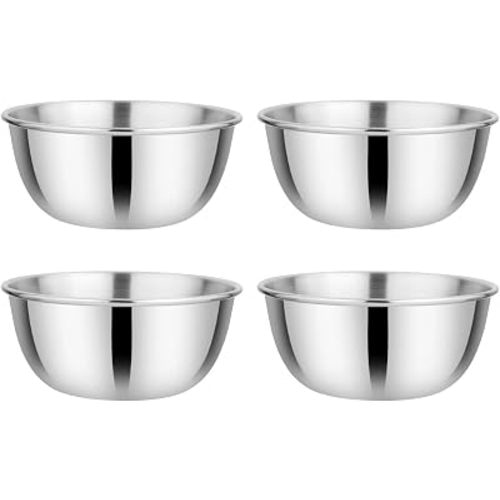 Ahimsa Stainless Steel Kids Bowls Set of 4-12 oz, Non Toxic Snack Bowls, Pediatrician Designed, Unbreakable & Dishwasher Safe, Classic Silver