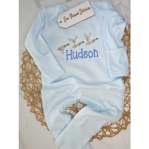 Personalized Duck Baby Sleeper: Cotton Newborn Coming Home Outfit