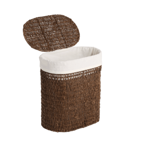 Salma Oval Seagrass Laundry Hamper with Liner - World Market