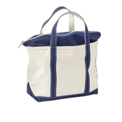 Boat and Tote®, Zip-Top: Medium; Long Straps; Blue/ Navy; Letter "D" Heirloom Font - Diaper/ Stroller Bag