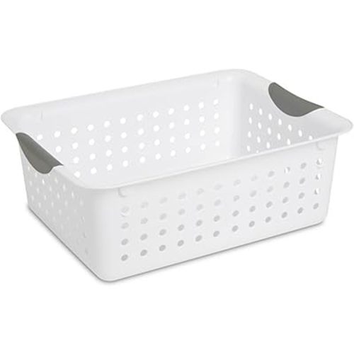 Sterilite 6-Pack Ultra Basket, Open Plastic Bins, Countertop, Cabinet and Closet Organizer, White, Medium