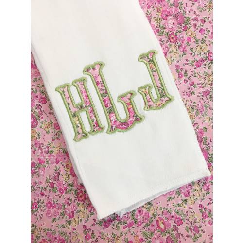 Applique Liberty Monogram Baby Burp Cloth or bib