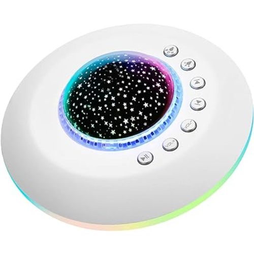 FamiSym White Noise Machine for Kids, Sound Machine Baby with 7 Starry Ambient Night Light, 28 Soothing Sounds Sleep Noise Machine Maker Ideal Gifts for Kids Adults Bedside Travel Nursery