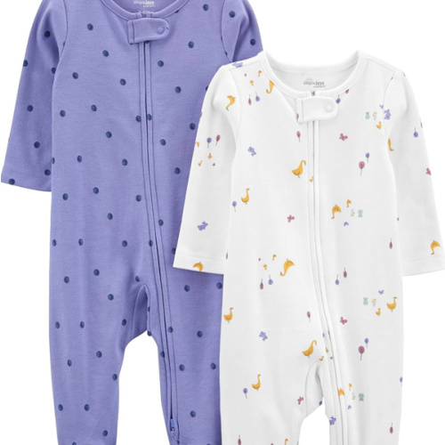 Simple Joys by Carter's Baby Girls' Cotton Footed Sleep and Play, Pack of 2
