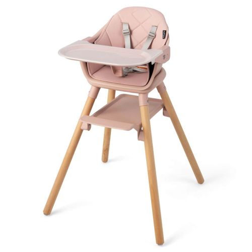 Baby High Chair, 6-in-1 Convertible Wooden Highchair with Removable Double Tray and 5-Point Harness for Toddlers