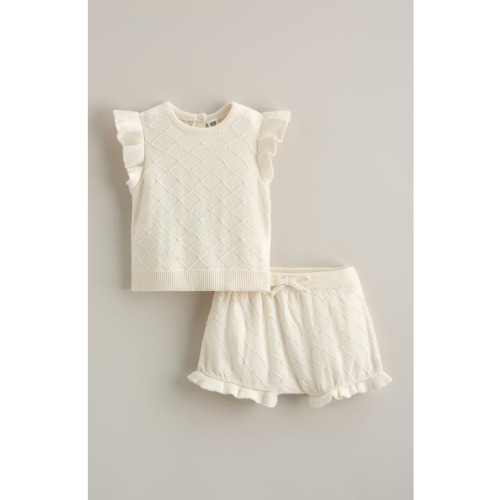 Flutter Sleeve Sweater & Bubble Shorts Set
