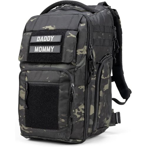 Tactical Baby Gear Everyday Tactical Diaper Bag Backpack for Dads – Includes Changing Mat, Stroller Straps, Built-In Wipes & Cooler Pouch (Multicam Black Everyday)