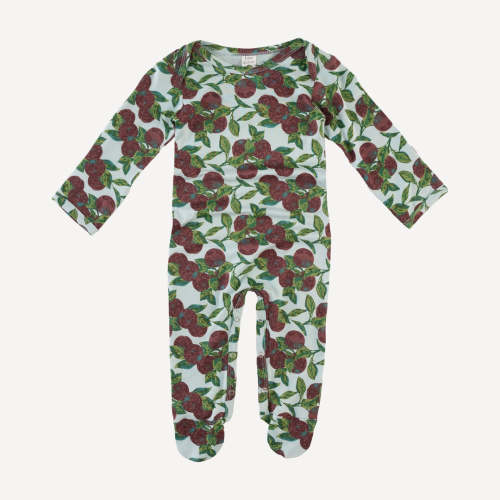 long sleeve lap neck footie | apple branch | bamboo – kate quinn