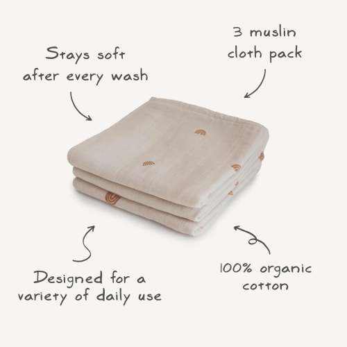 Organic Cotton Muslin Cloths 3-Pack – Simple Steps Market