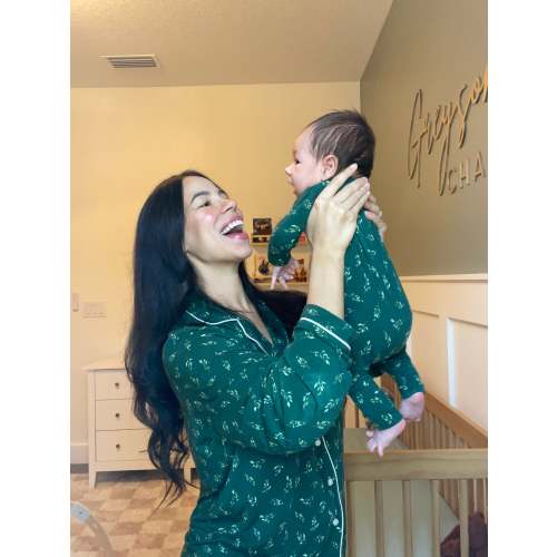 Baby Bamboo Zippered Onesie (Botanical Leaves) – Luli & Sage – Bamboo Pajamas for Moms & Littles