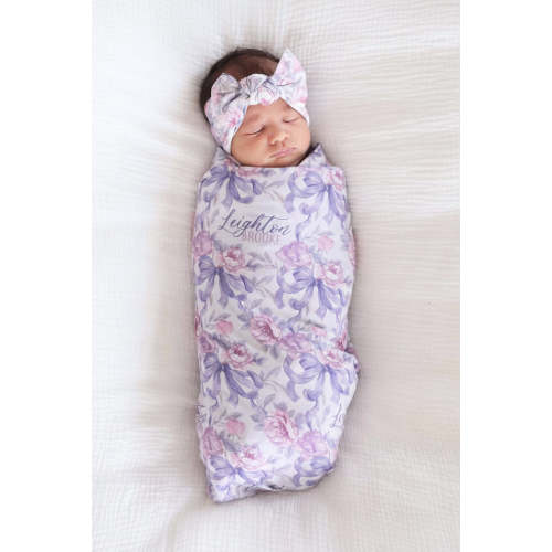 Leighton's Lavender Personalized Swaddle Blanket