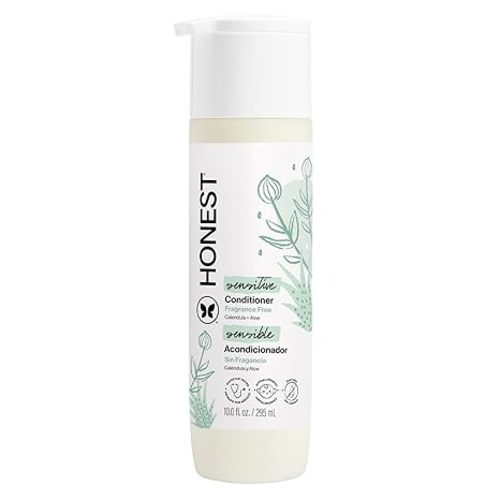 The Honest Company Silicone-Free Conditioner, Gentle, Hypoallergenic, Naturally Derived Ingredients, Fragrance-Free for Sensitive Skin, 10 fl oz