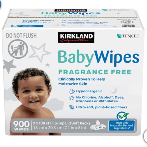 Kirkland Signature Baby Wipes Fragrance Free (900 count)