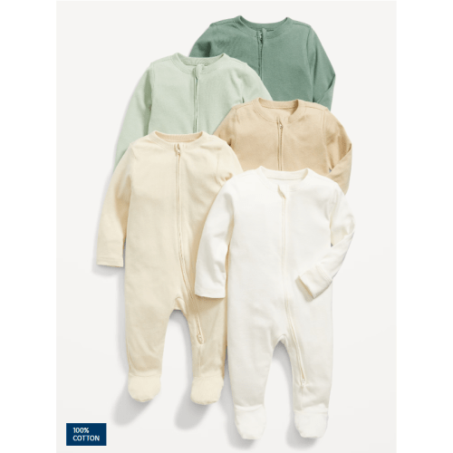 0-3 mo Unisex 2-Way-Zip Sleep & Play Footed One-Piece 5-Pack for Baby
