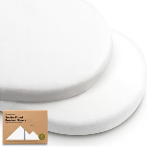 2-pk Waterproof Bassinet Sheets Girls, Boys, Cotton - 33x17 Universal Bassinet Mattress Pad Protector Cover, Compatible with Graco,Baby Delight,Chicco,Halo Bassinest Swivel Sleeper Fitted (Soft White)