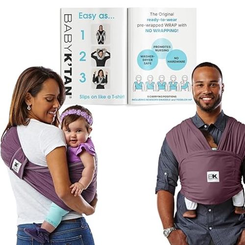 Original Baby K'tan Baby Carrier: #1 Easy Pre-Wrapped, Soft, Slip-On, No Rings, No Buckles | 5 in 1 Baby Sling Gift | The Best Hands Free Infant Wrap | Eggplant | X-Small
