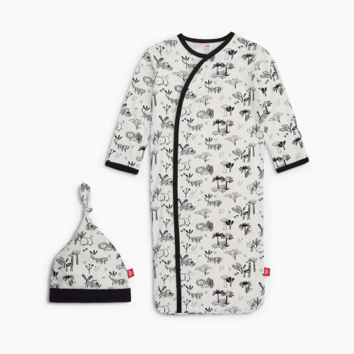 Magnetic Me Modal Gown And Hat Set - Black & White Animal Safari, 0-3 M