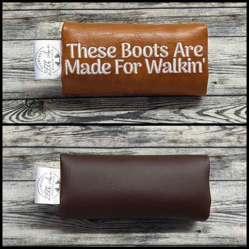Clubfoot Bar Cover Reversible Caramel & Brown Leather + quote
