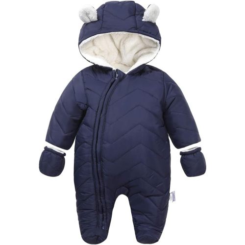 DINGDONG'S CLOSET Baby Boy Girl Winter Hooded Puffer Jacket Snowsuit with Gloves