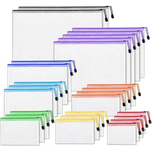 26pcs Mesh Zipper Pouch Bags, 8 Sizes Plastic Zippered Storage Bags for Organizing, Clear Pouches with Zipper, Waterproof Mesh Pouch for Office School Supplies, Home Organize, Travel Storage