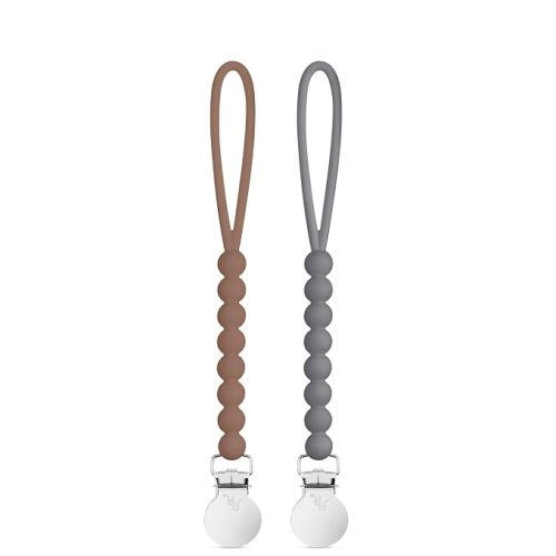 Ryan & Rose Cutie Clip 2 Pack - Pacifier Clip Holder Silicone (Judy-Bark/Judy-Steel)