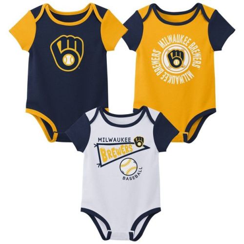 MLB Milwaukee Brewers Infant 3-pack Bodysuits - 12M