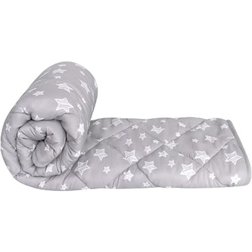 Baby Blanket , Soft Cozy Toddler Comforter Quilted with Grey Star Print, Ultra Soft and Comfortable Down Alternative Crib Comforter, 39x47 Inches