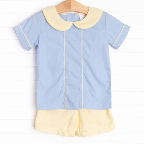 Portland Proper Short Set, Yellow Seersucker – Stitchy Fish