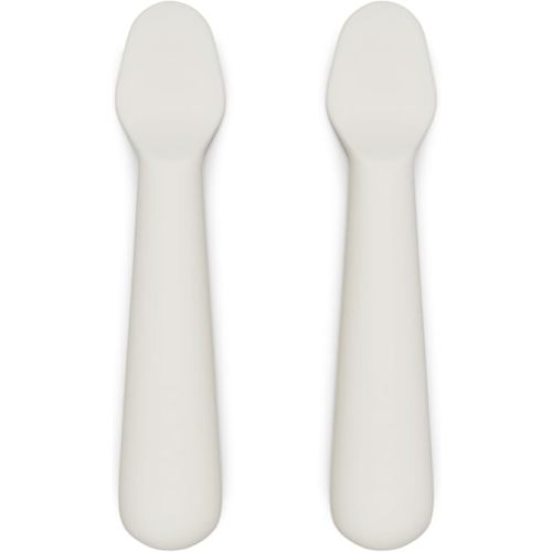 Lalo Little Spoon Set - 2 Piece Baby Spoons Set for Infants & Babies - Made From Food Grade Silicone Dishwasher Safe - Baby Feeding Essentials for Early Stage Mealtime - Oatmeal