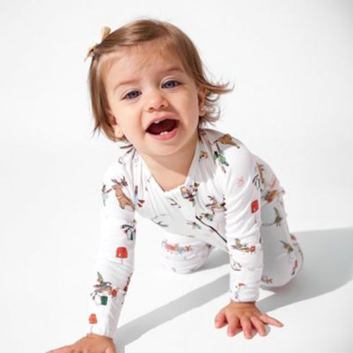 Bellabu Bear Baby Santa's Workshop Bamboo Convertible Footie White Newborn