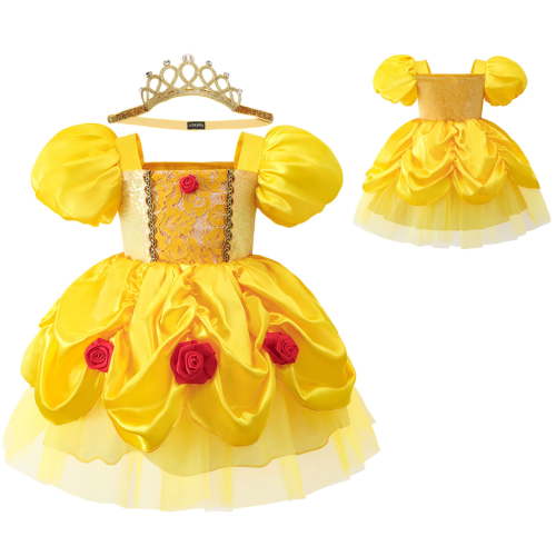 Baby Girls Princess Onesie Dress Halloween Birthday Bodysuit Outfit with Headband for 18-24M