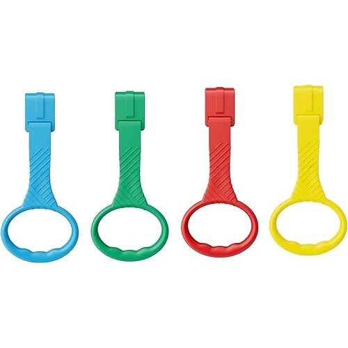 4 Pcs 4 Color Walk Assistant Plastic Crib Pull Rings for Pull Up Rings Cot Hanging Rings for Infant Toddler Practice Tool (4, 7.5 inch)