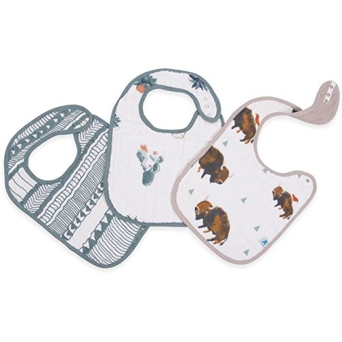 Little Unicorn Cotton Muslin Classic Bib 3 Pack – 100% Cotton – Machine Washable - 3 Lightweight, Breathable Layers