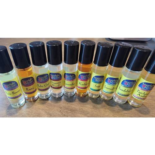 Moonlight Rose/Wild Rose Roll On Body Oils - 50 Different Scents