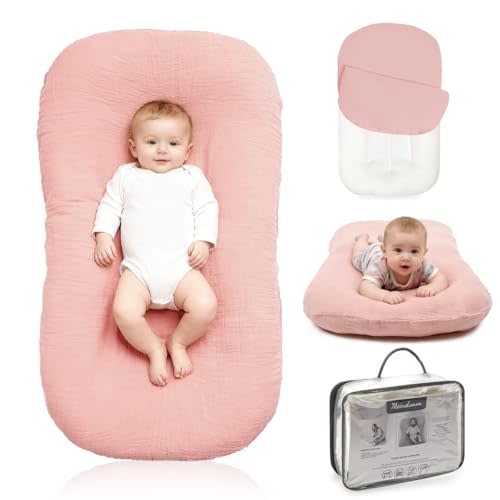 Baby Lounger - Snuggle Cozy Me Infant Lounger for Newborns | Breathable & Soft, Portable Awake-Time Pad, Essential Baby Gift (Lounger Cover Included)
