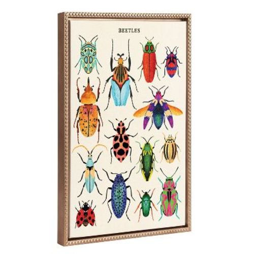 18"x24" Sylvie Beaded Beetles Framed Canvas by Tania Garcia: Whimsical Wall Art - Kate & Laurel All Things Decor