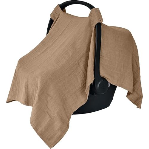Car Seat Cover Baby - Organic Cotton - Carseat Covers Baby - Carseat Cover - Car Seat Canopy - Carseat Canopy - 100% Muslin Cotton, 43" x 32" (Natural)