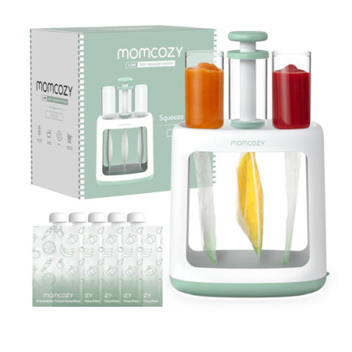 Momcozy Squeeze Station,Baby Food Maker&Pouch Filler for Homemade Baby Puree, BPA-Free, Dishwasher Safe, with Reusable Baby Food Pouches for Babies & Toddlers
