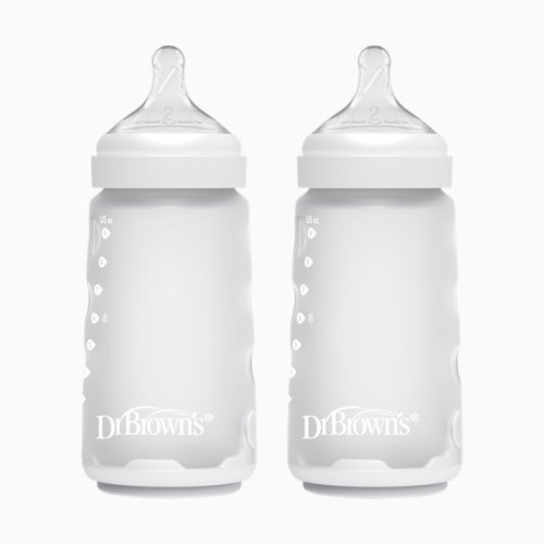 Options+ Wide-Neck Silicone Baby Bottles - White, 9 Oz